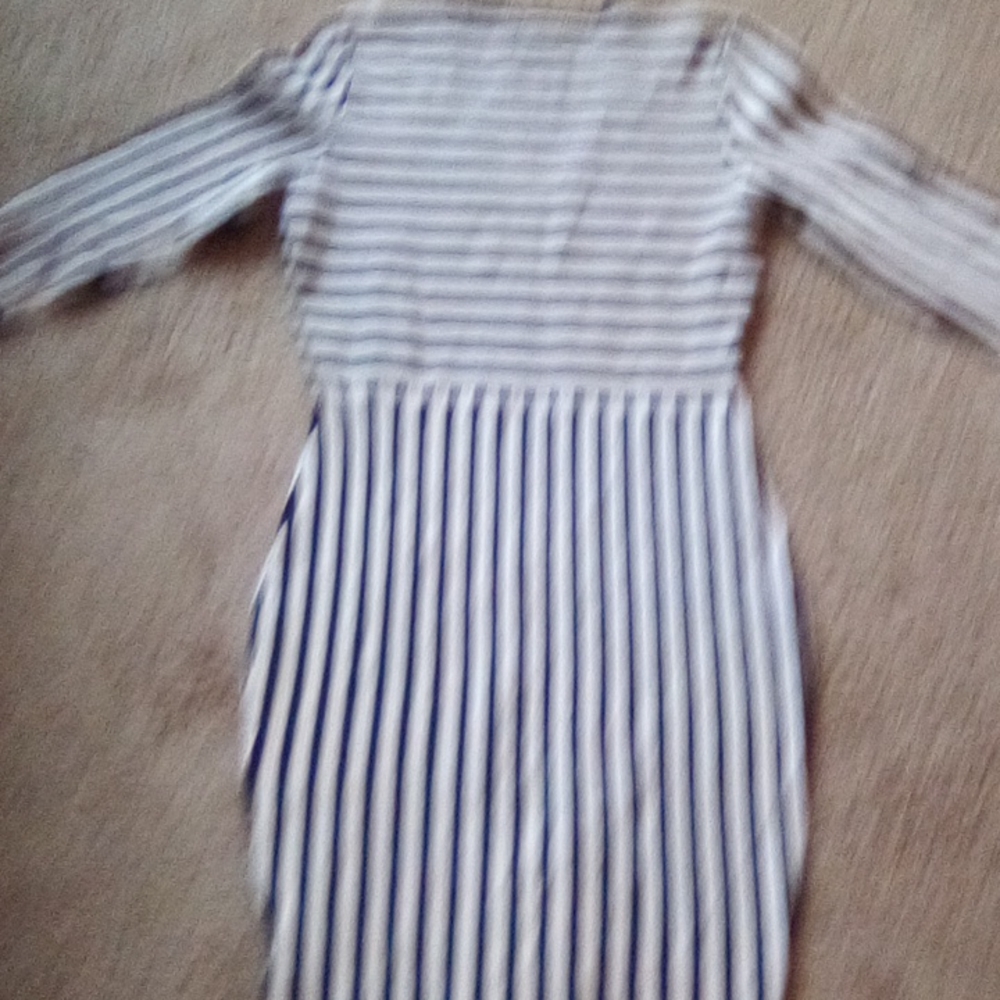 H & M Women Strips V Neck Formal Office Church Work party Boho Dance Dress - Picture 10 of 11